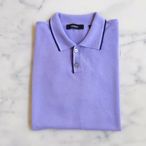 Express Men's Cotton/Rayon Short Sleeve Knitted Polo Shirt w/multi color trims. - Picture 1 of 3